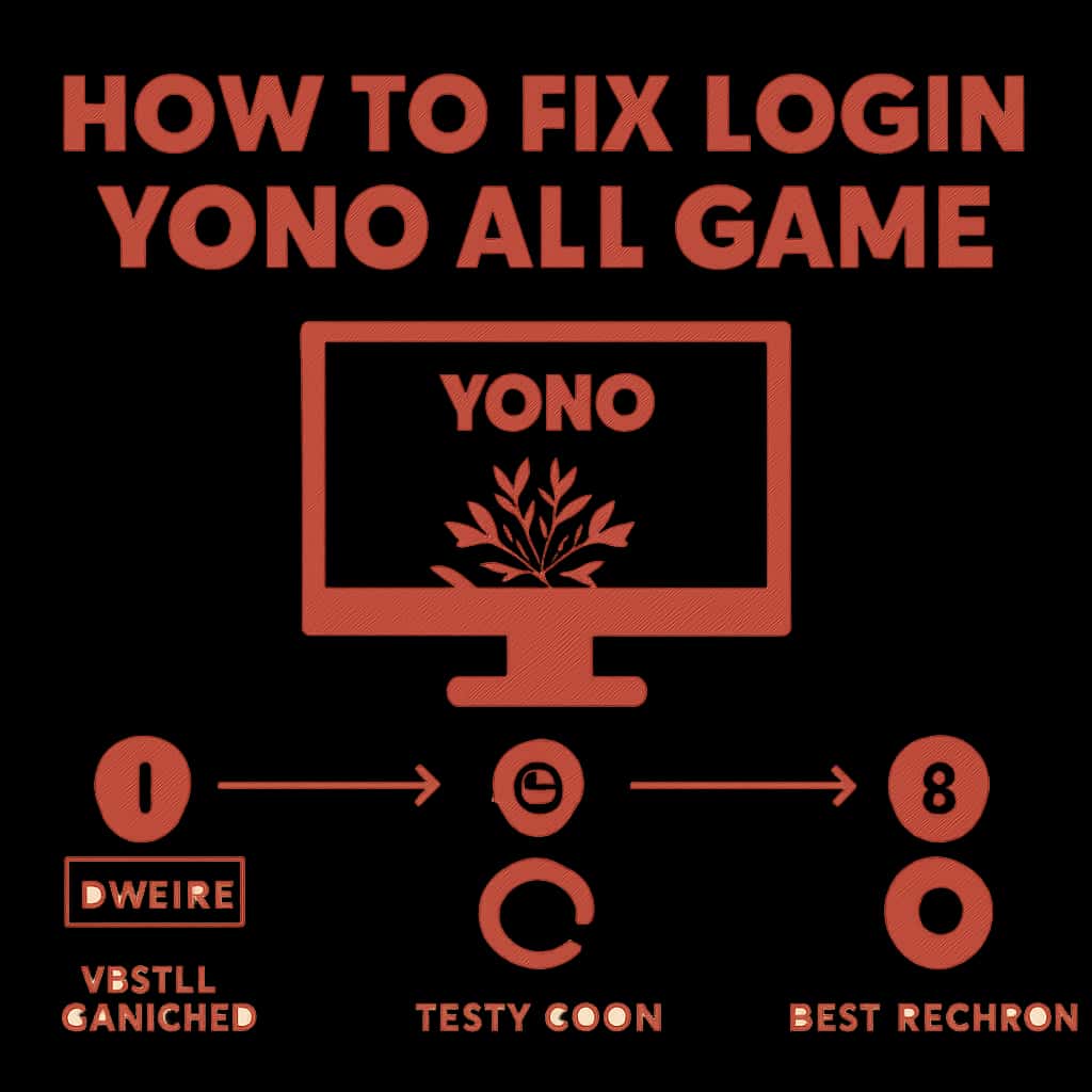 An educational diagram illustrating steps to fix login problems for Yono All Game.