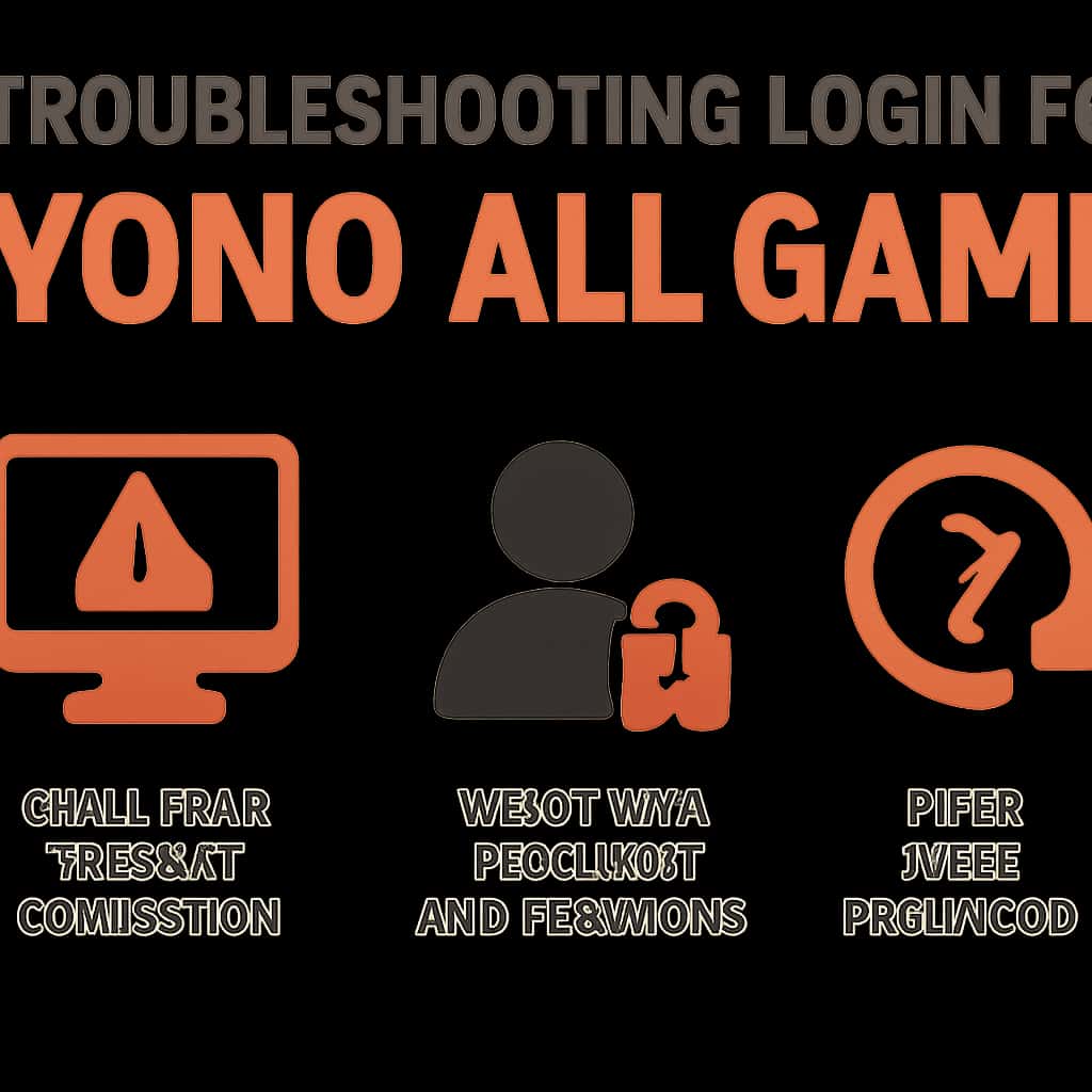 An educational diagram showing steps to troubleshoot login issues for Yono All Game.
